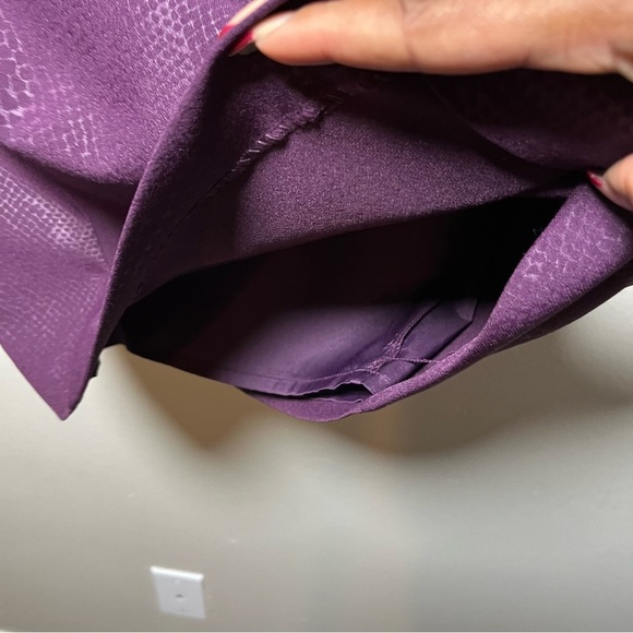 Adrianna Papell Women Dress 10 Purple Snakeskin Embossed Sliming Ruched Cocktail - Picture 13 of 14